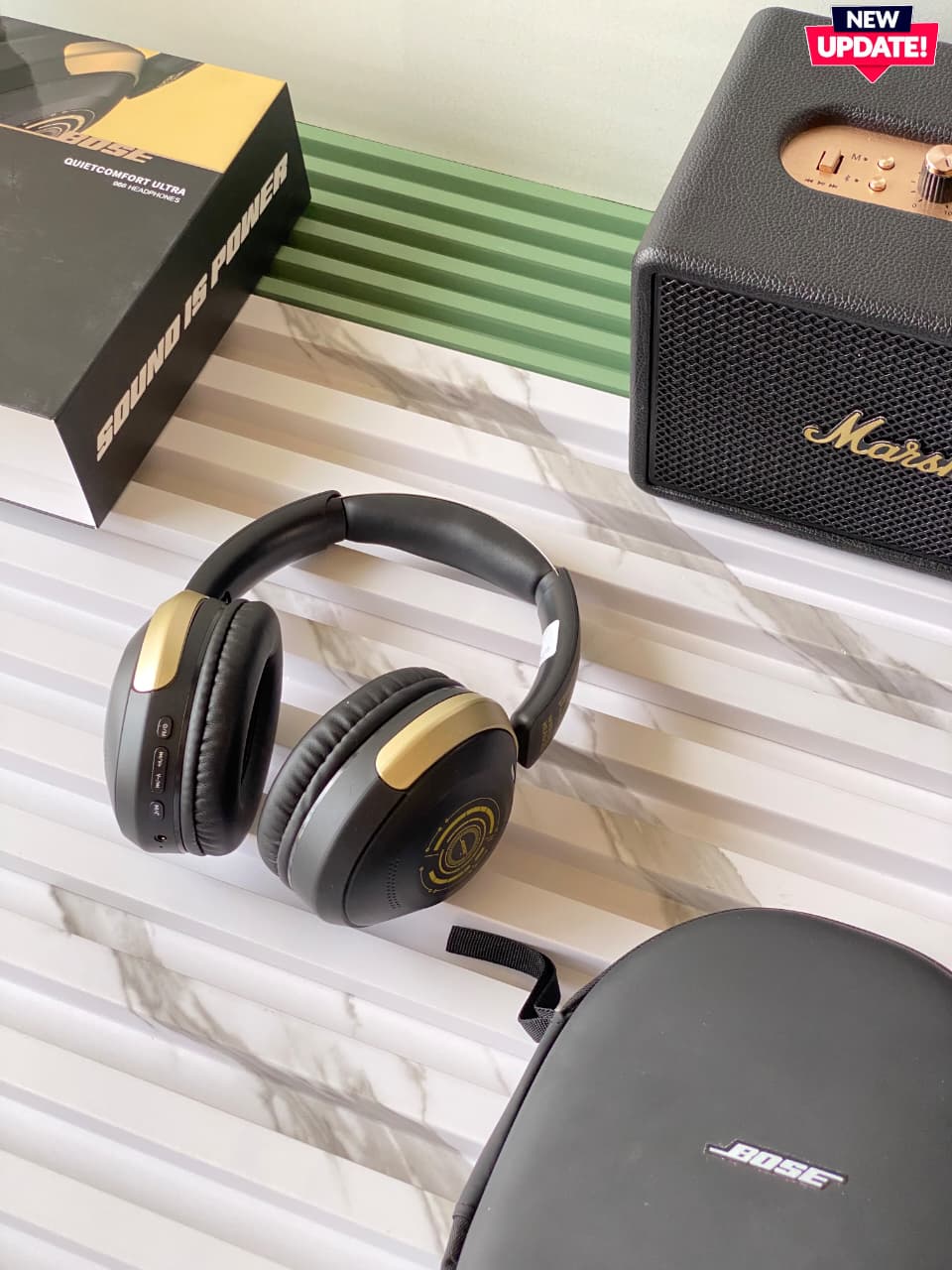 Buy First Copy BOSE QUIETCOMFORT ULTRA – 1:1 Master Replica (Model 996) with Original Box Packaging – Premium Quality 💯 – close-up showing authentic design. Cash on Delivery available, Free shipping across India, Pan India delivery, 1:1 master replica with original box
