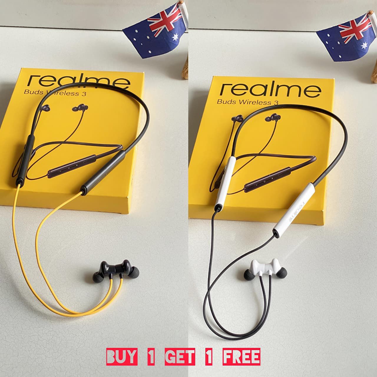 Buy First Copy Realme Buds Wireless 3 (Buy 1 Get 1 Free) | 9A Premium Quality | Full HD Bass – back view showing authentic design. Cash on Delivery available, Free shipping across India, Pan India delivery, 1:1 master replica with original box